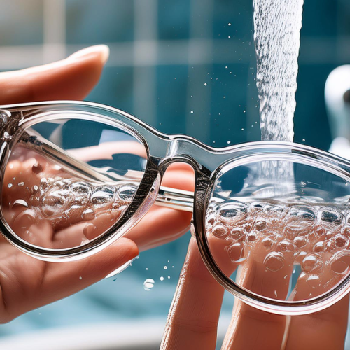 Conseil OPTA : nettoyer ses lunettes en les passant sous de l'eau à température ambiante avec une goutte de savon liquide